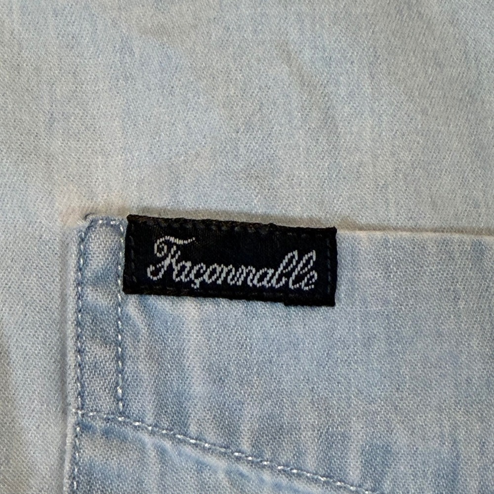 Faconnable women Light Wash Denim Button Down Shirt Small Blue‎ Albert Goldberg - Picture 4 of 8